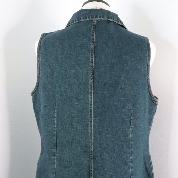 New Sonoma Women's L Denim Blue Jean 90's Y2K Fitted Sheath Sleeveless Dress - Picture 8 of 11